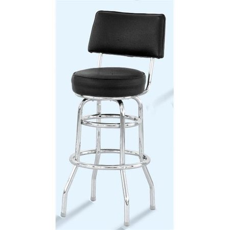 ALSTON QUALITY Alston Quality 4210-30-BLK Padded Back Double Ring Bar Stool Black 4210-30/BLK